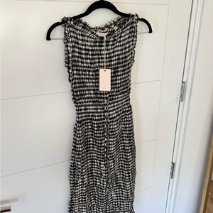 NWT Doen Rosella Black and White Checkered Midi Dress